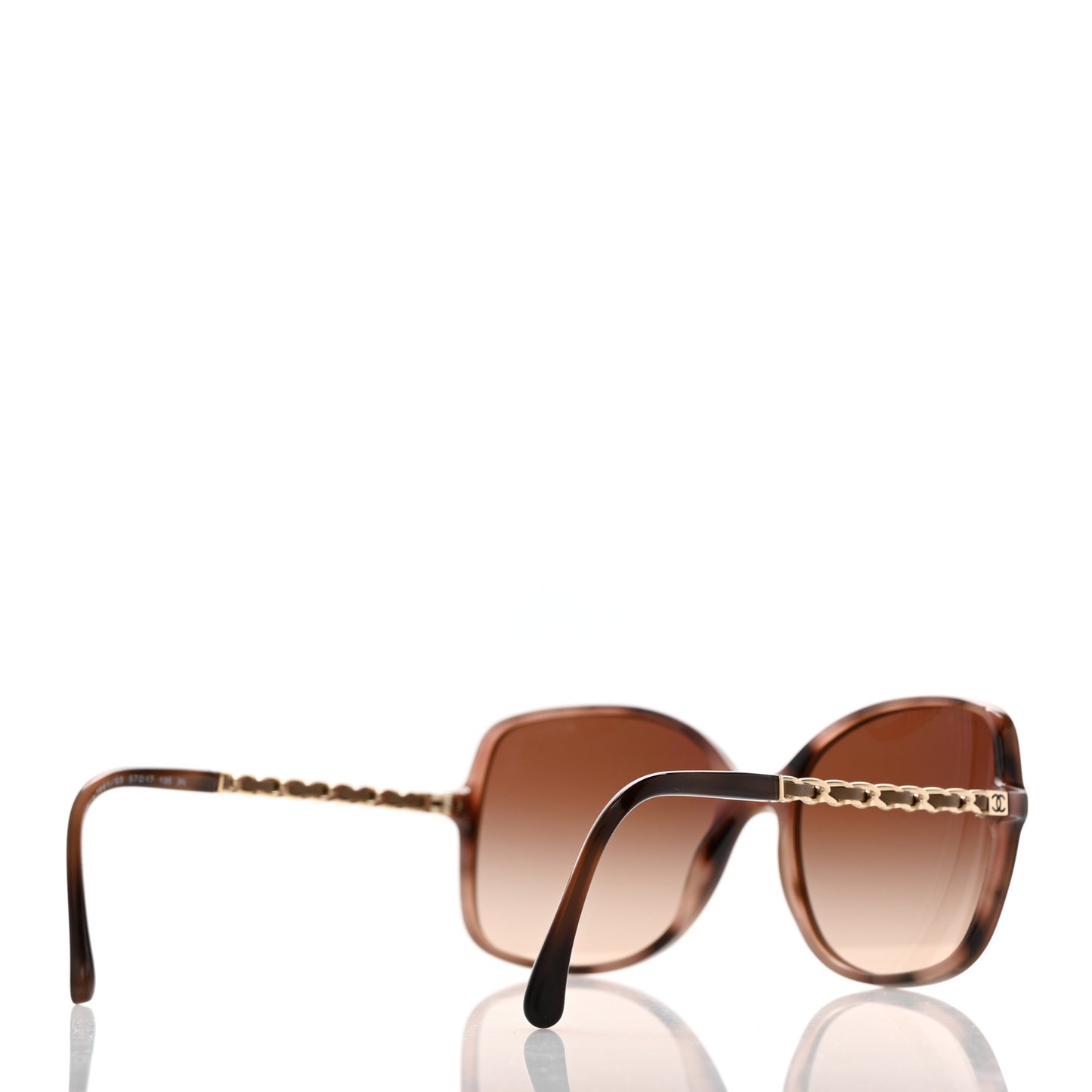 Acetate Metal Lambskin Chain Square Sunglasses 5210-Q Brown
