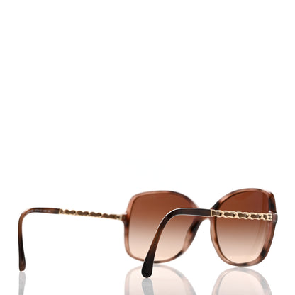Chanel Acetate Metal Lambskin Chain Square Sunglasses 5210-Q Brown 4 of 10