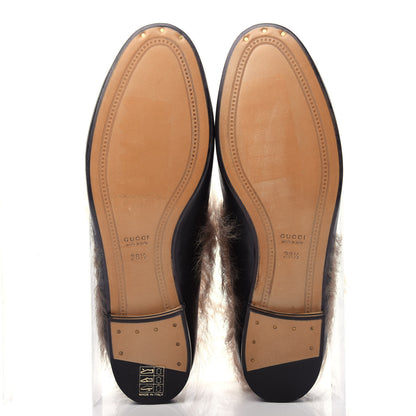 Gucci Malaga Kid Fur Womens Jordaan Loafers 38.5 Black Natural 6 of 10