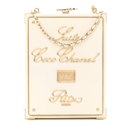 Chanel Lambskin Room Card Minaudiere Evening Bag White Gold 1 of 12