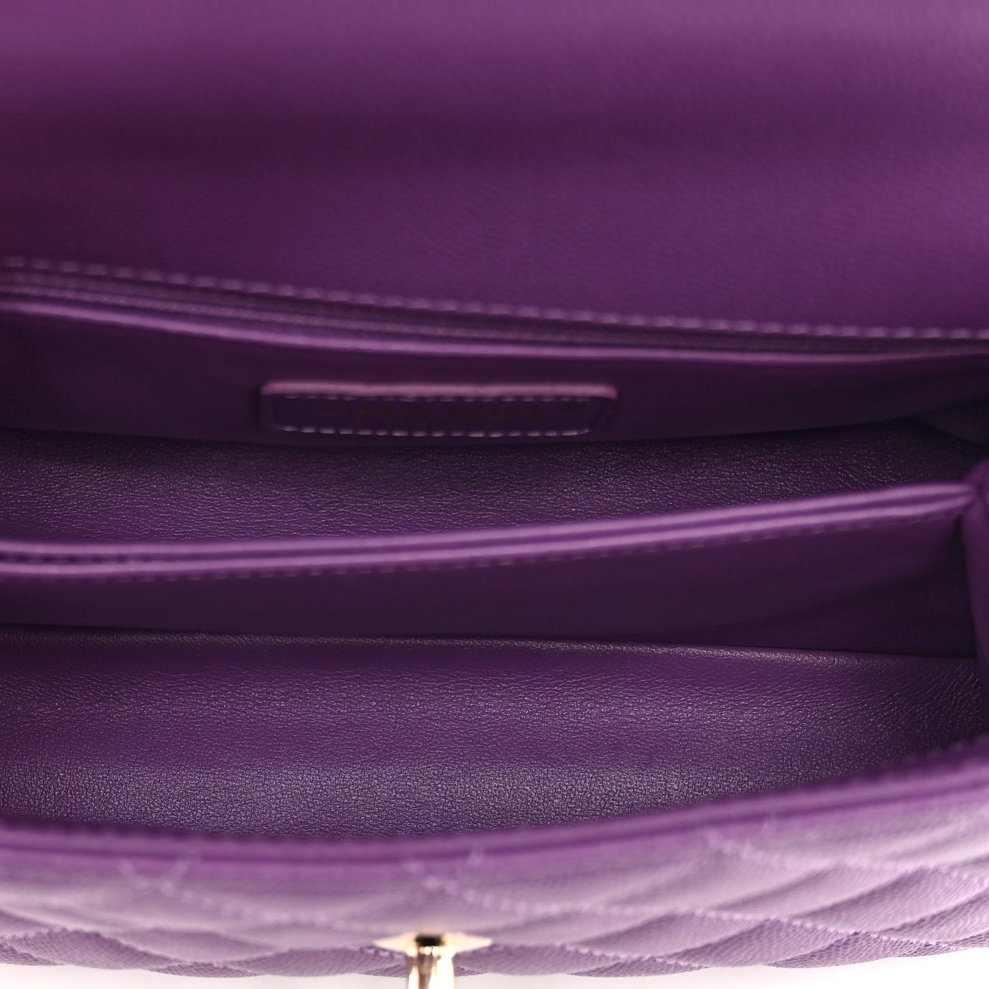Caviar Quilted Mini Coco Handle Flap Purple