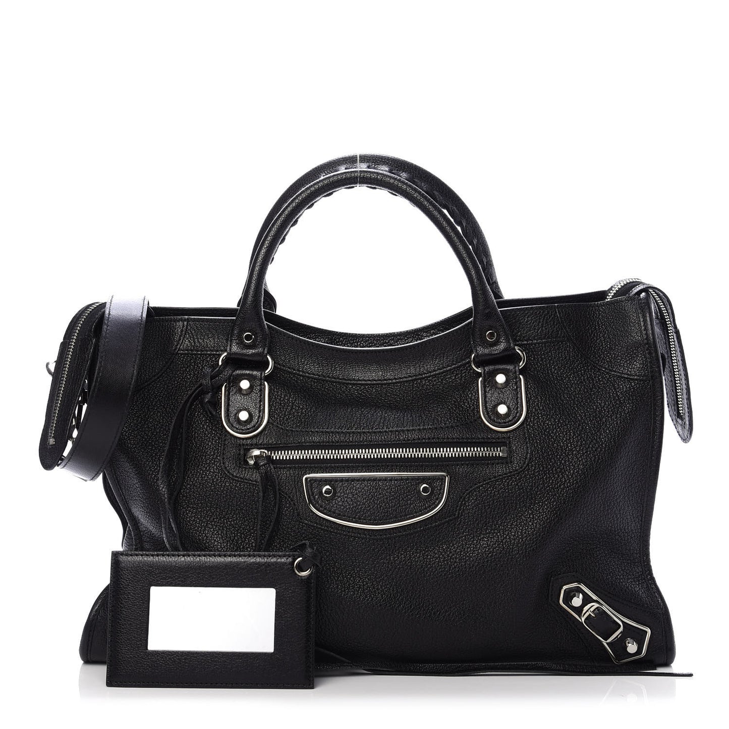 Chevre Silver Metallic Edge Hardware City Black