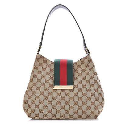 Gucci Monogram Medium New Ladies Web Hobo Dark Brown 1 of 9