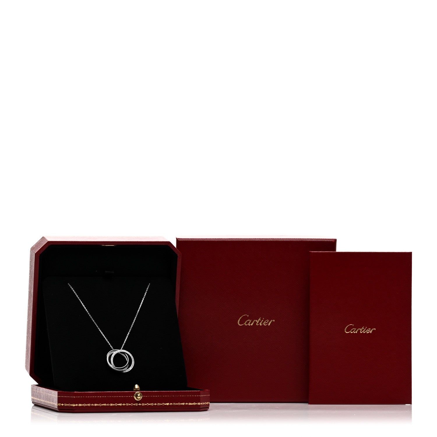 Cartier 18K White Gold Palladium Black Ceramic Diamond Trinity Pendant Necklace 5 of 5