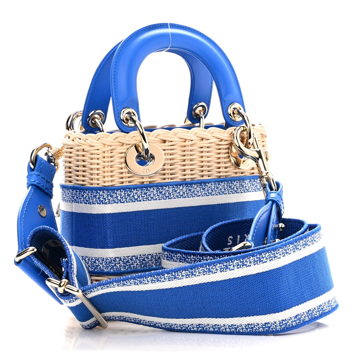 Wicker Oblique Mini Lady Dior Bag Florescent Blue