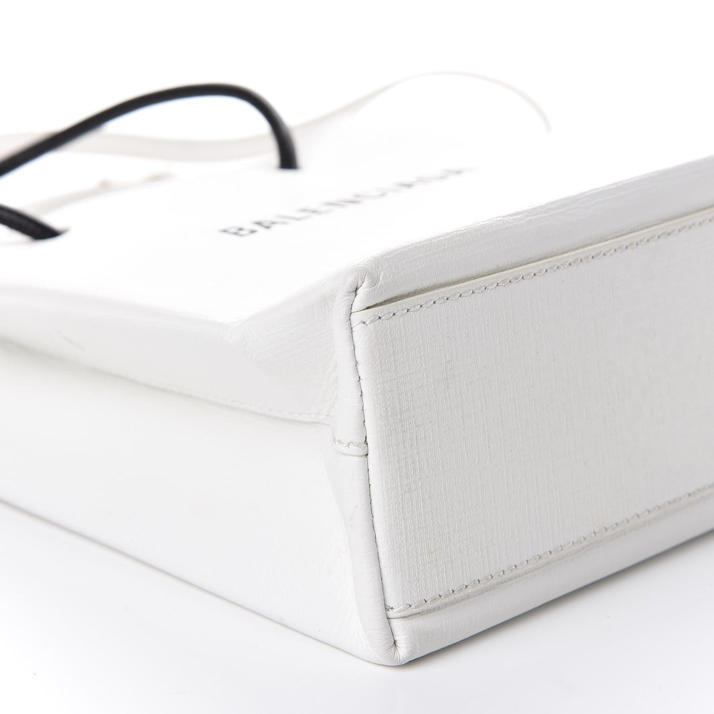 Squared Calfskin Logo Shopping Tote XXS White