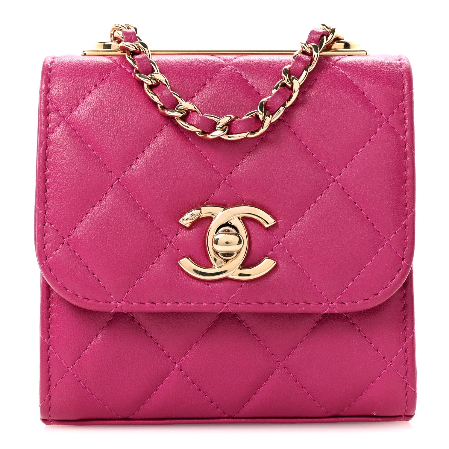 Chanel Lambskin Quilted Mini Trendy CC Clutch With Chain Fuchsia 1 of 11