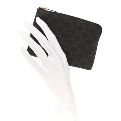 Celine Triomphe Canvas Coin and Card Pouch With Hook Black 2 of 10