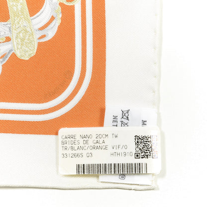 Hermes Silk Brides de Gala Nano Scarf 20 White Orange Vif 2 of 2