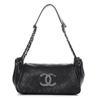 Chanel Calfskin Diamond Stitch Accordion Flap Black 1 of 14