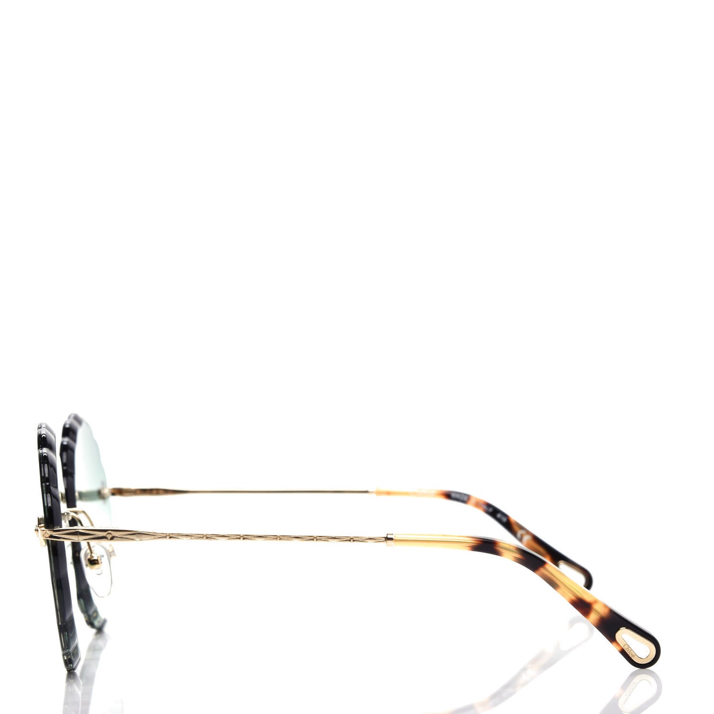 Rosie Bevelled Round Sunglasses CE142S Gold Gradient Green