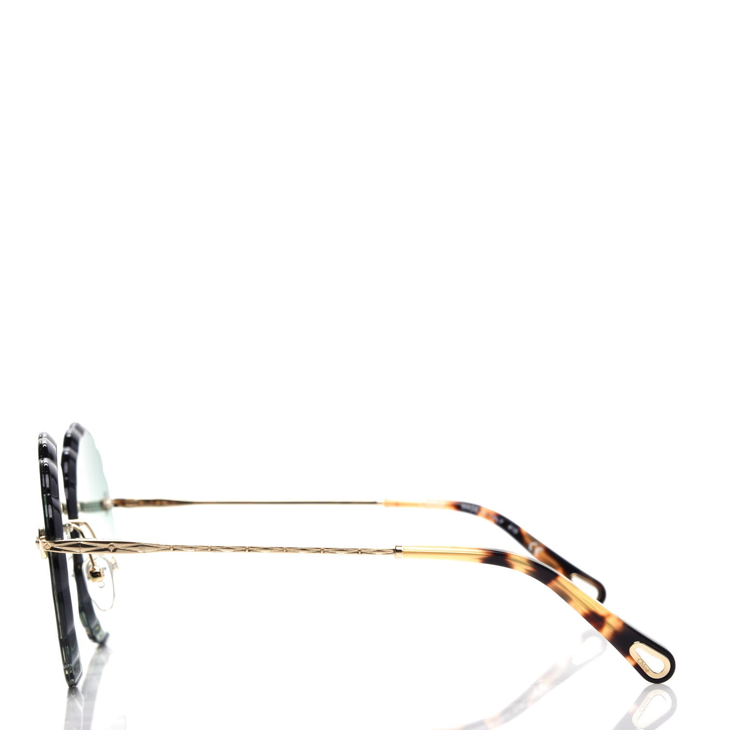 Chloe Rosie Bevelled Round Sunglasses CE142S Gold Gradient Green 3 of 9