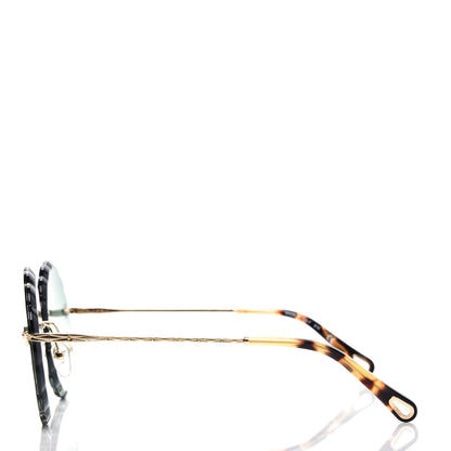 Chloe Rosie Bevelled Round Sunglasses CE142S Gold Gradient Green 3 of 9