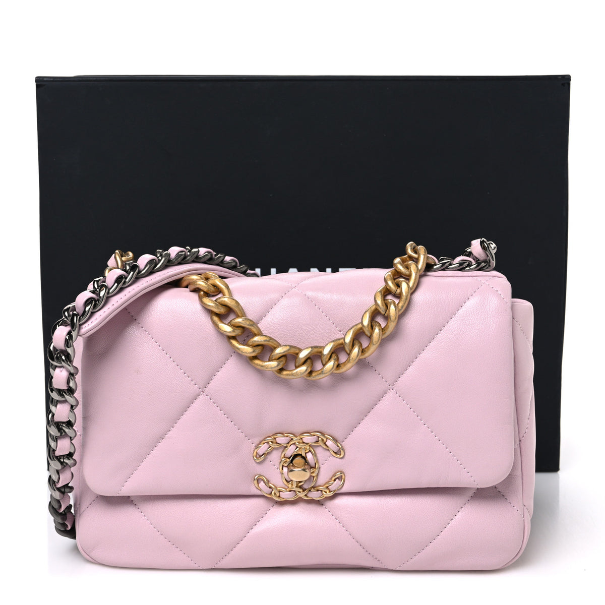 Chanel Lambskin Quilted Medium Chanel 19 Flap Light Pink 10 of 10