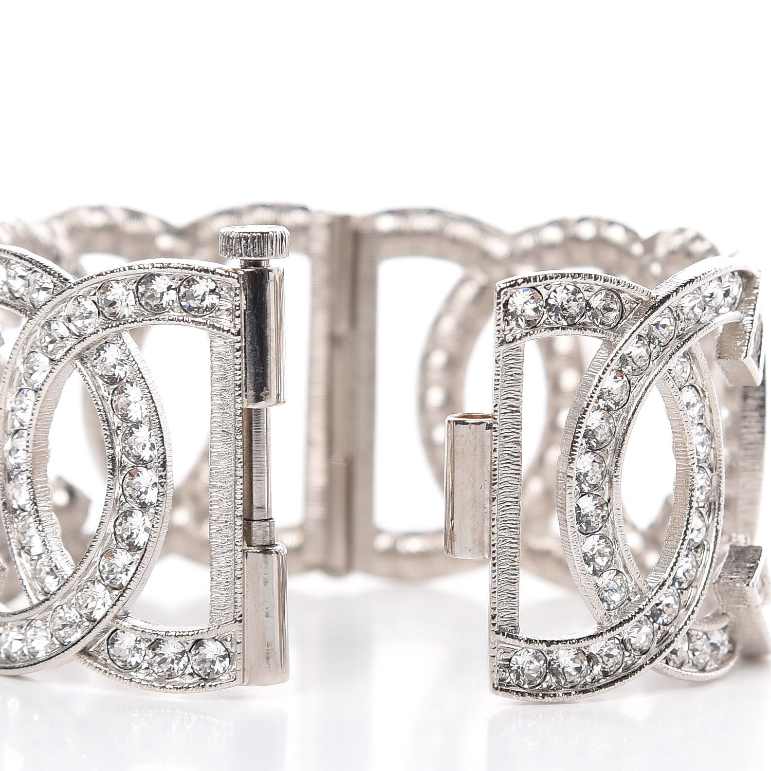 Chanel Crystal CC Cuff Bracelet Silver 5 of 5