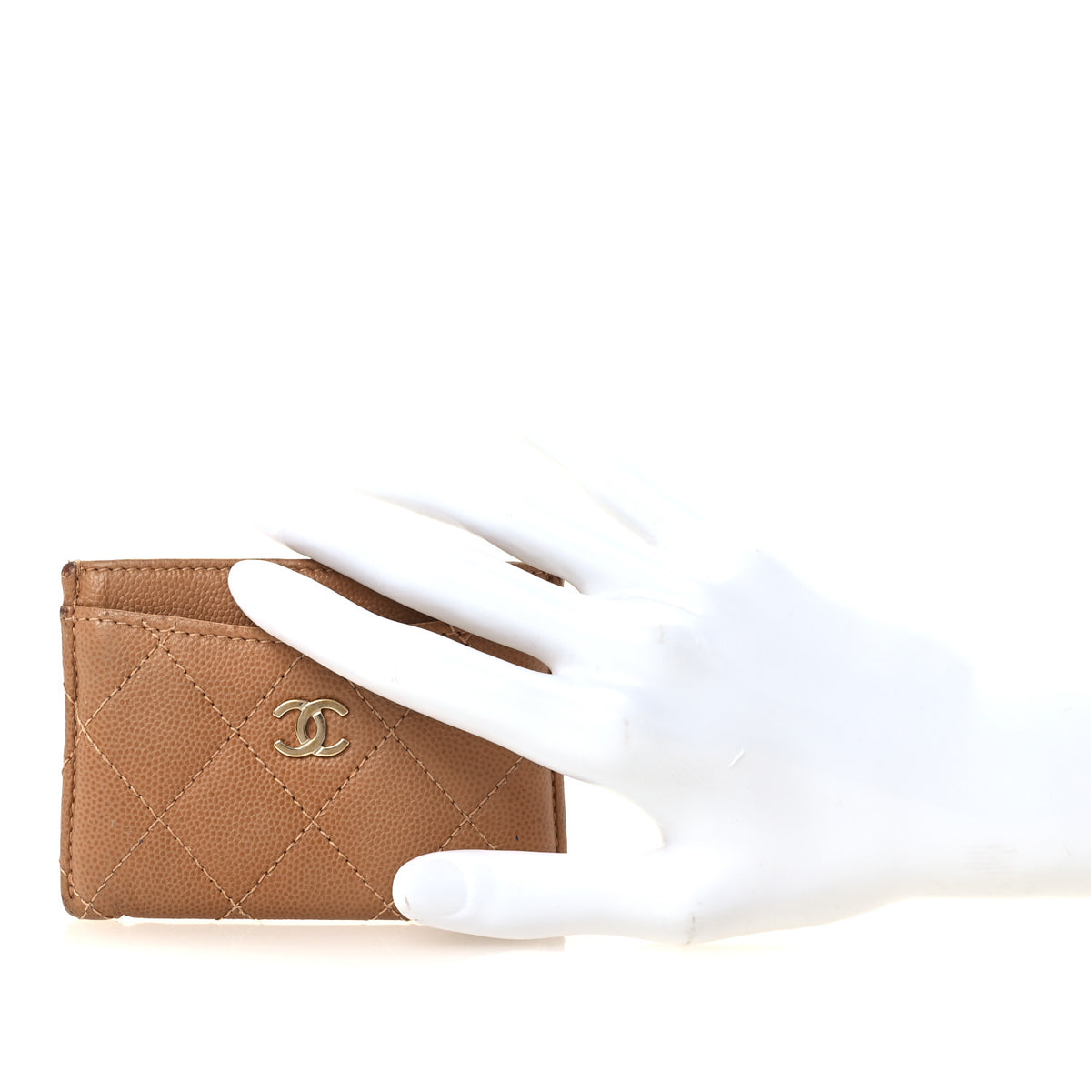 Chanel Caviar Quilted Card Holder Dark Beige 2 of 13