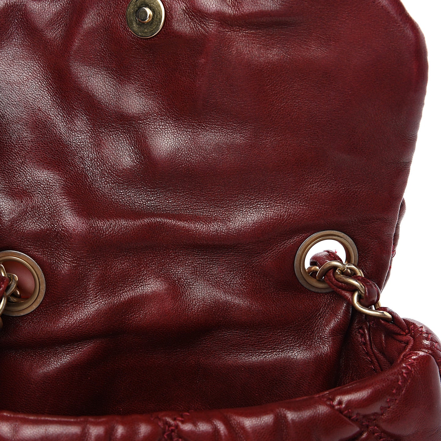 Lambskin Mini Bubble Quilt Flap Bordeaux
