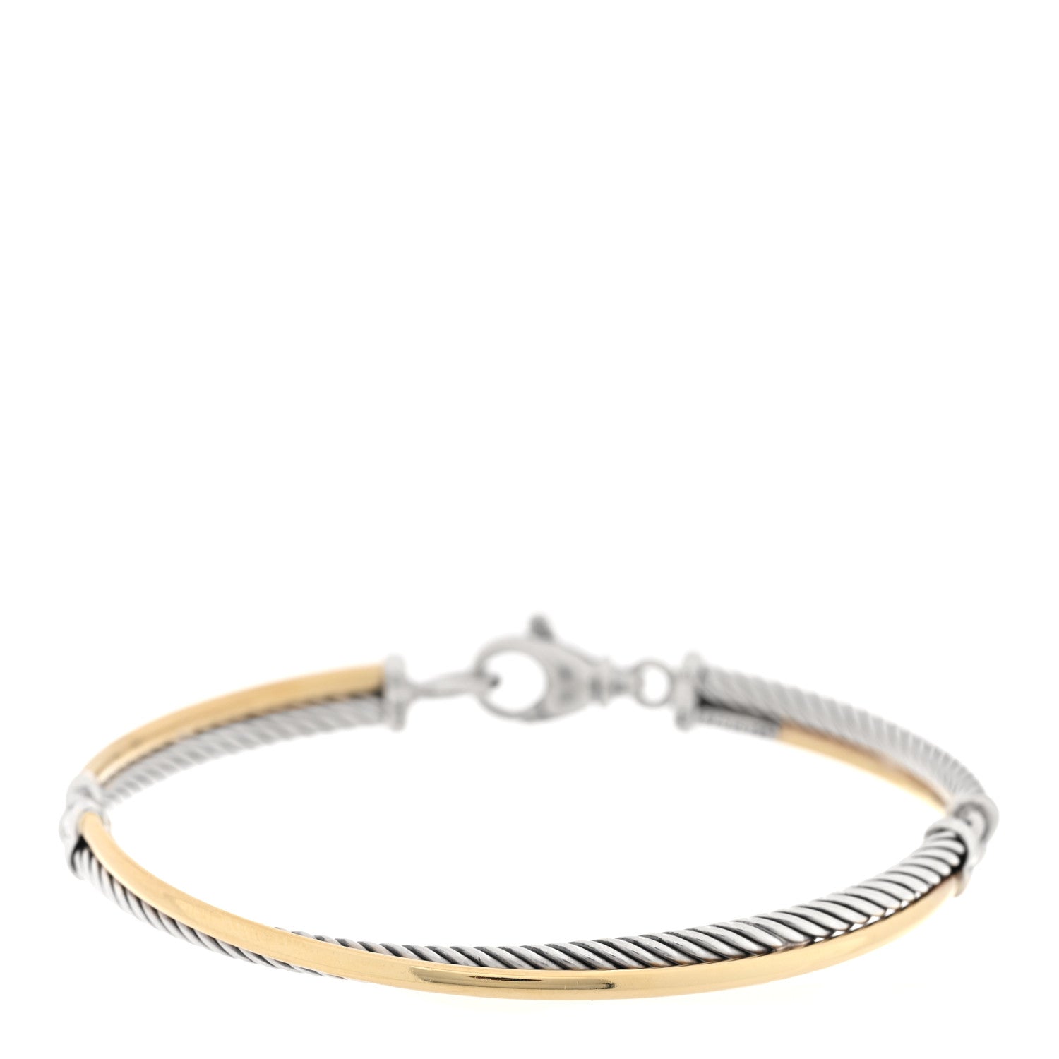 David Yurman Sterling Silver 18K Yellow Gold 3mm Crossover Bracelet 1 of 3