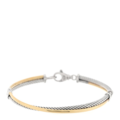 David Yurman Sterling Silver 18K Yellow Gold 3mm Crossover Bracelet 1 of 3