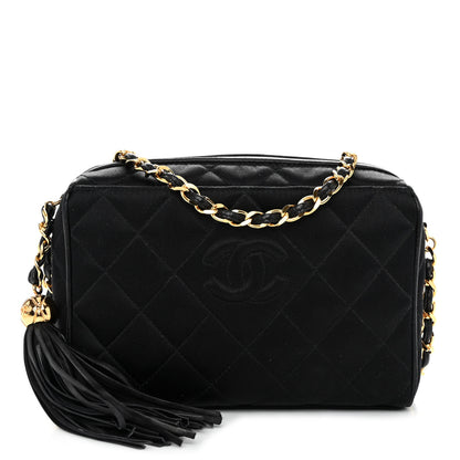 Chanel Satin Quilted Tassel Camera Case Black 1 of 12