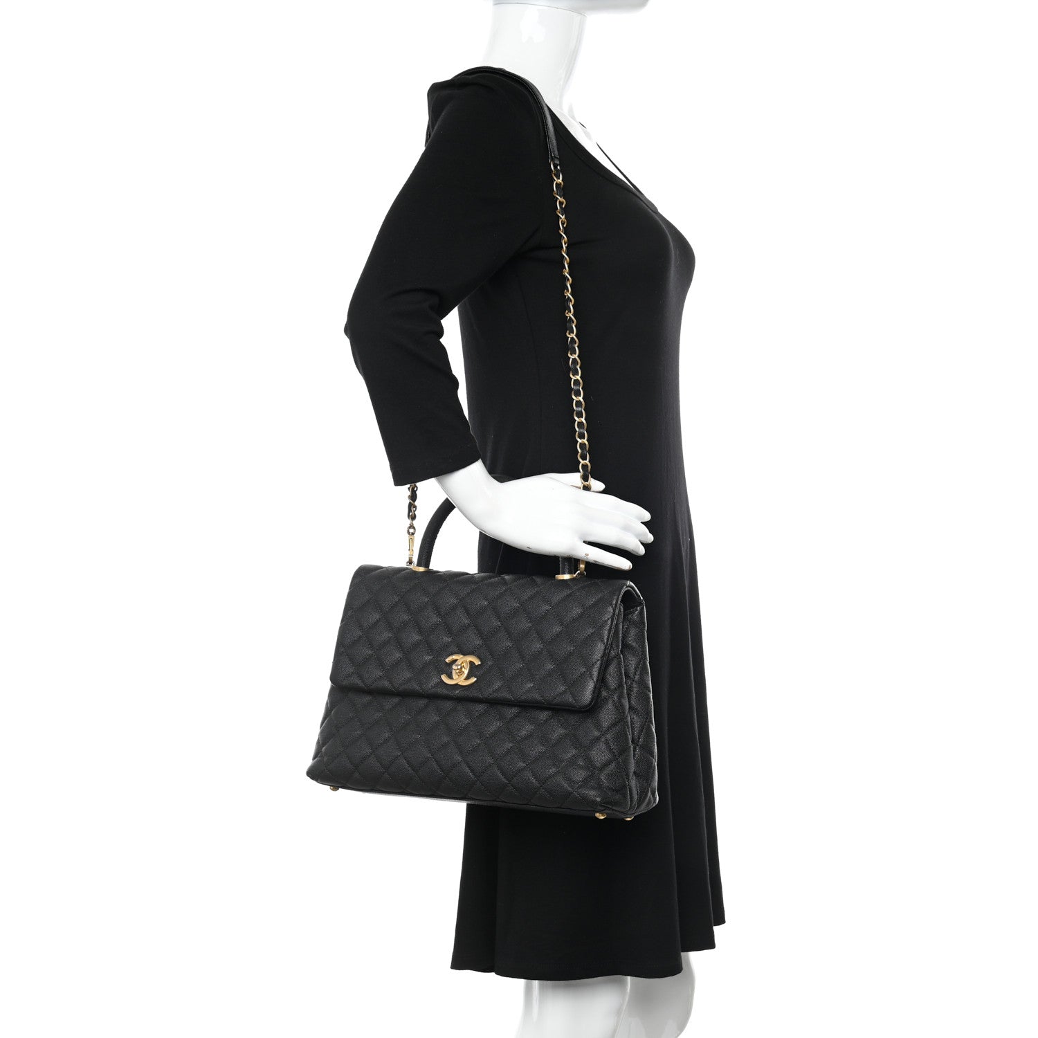 Chanel Caviar Quilted Medium Coco Handle Flap Black 2 of 12