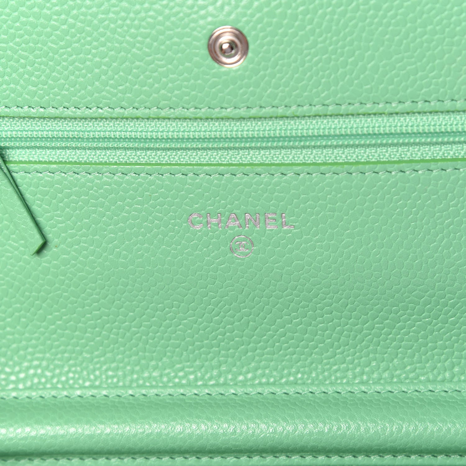 Chanel Caviar Chevron Quilted Wallet On Chain WOC Green 6 of 11