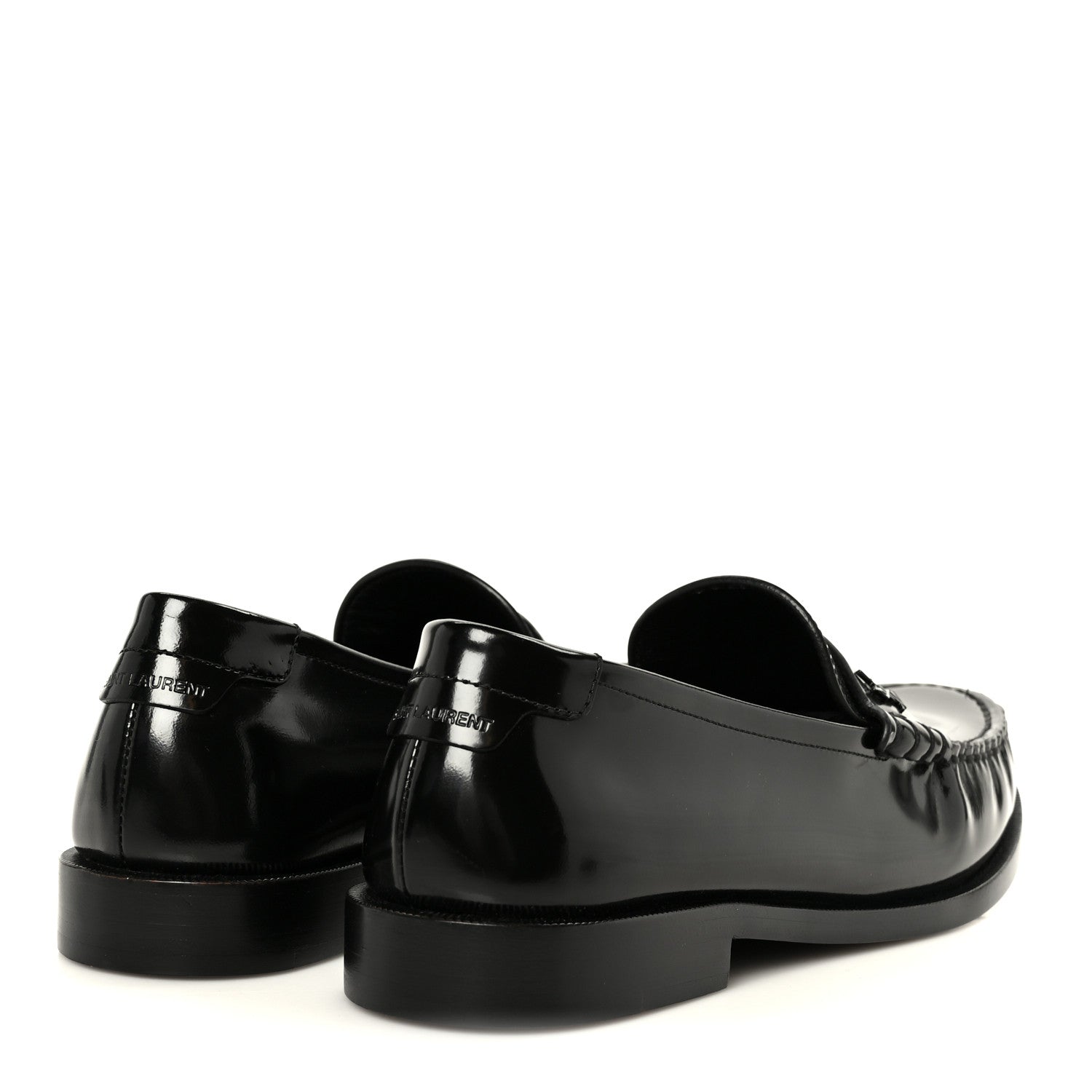 Saint Laurent Glazed Calfskin Le Loafer 15 Penny Slippers 39.5 Black 5 of 10