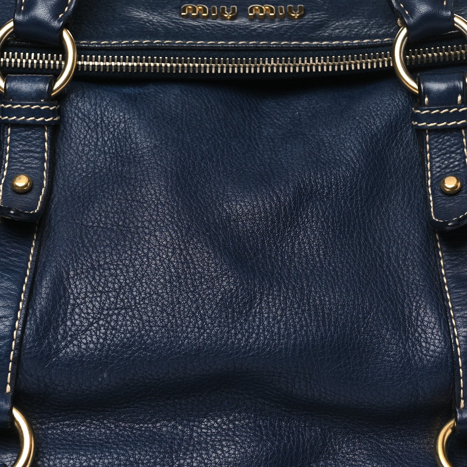 Miu Miu Vitello Lux Bow Tote Bleuette 8 of 17