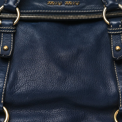 Miu Miu Vitello Lux Bow Tote Bleuette 8 of 17
