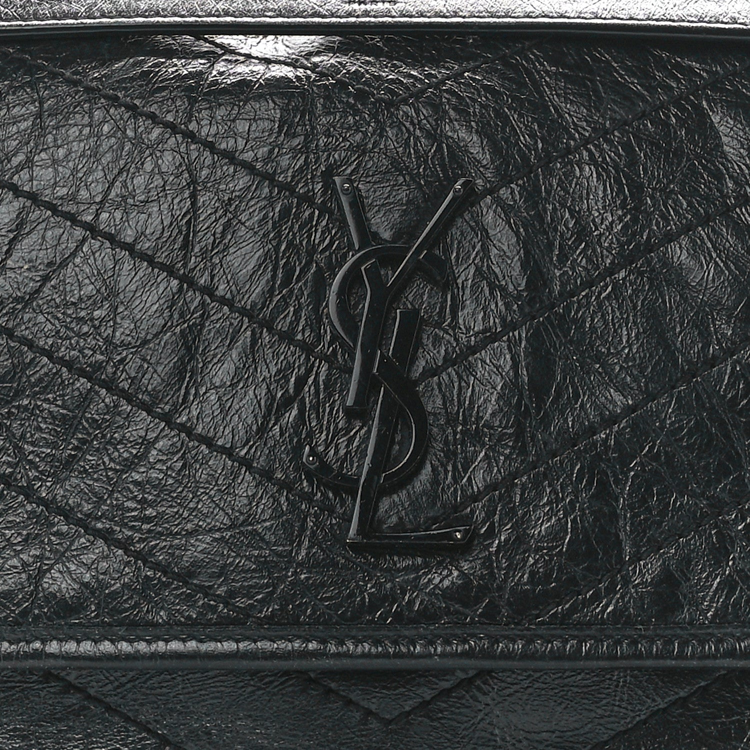 Saint Laurent Crinkled Calfskin Matelasse Monogram Medium Niki Chain Satchel Black 9 of 13
