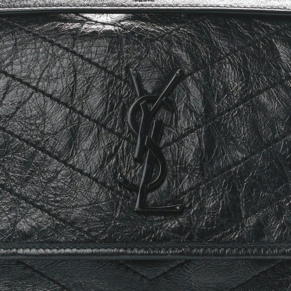 Saint Laurent Crinkled Calfskin Matelasse Monogram Medium Niki Chain Satchel Black 9 of 13