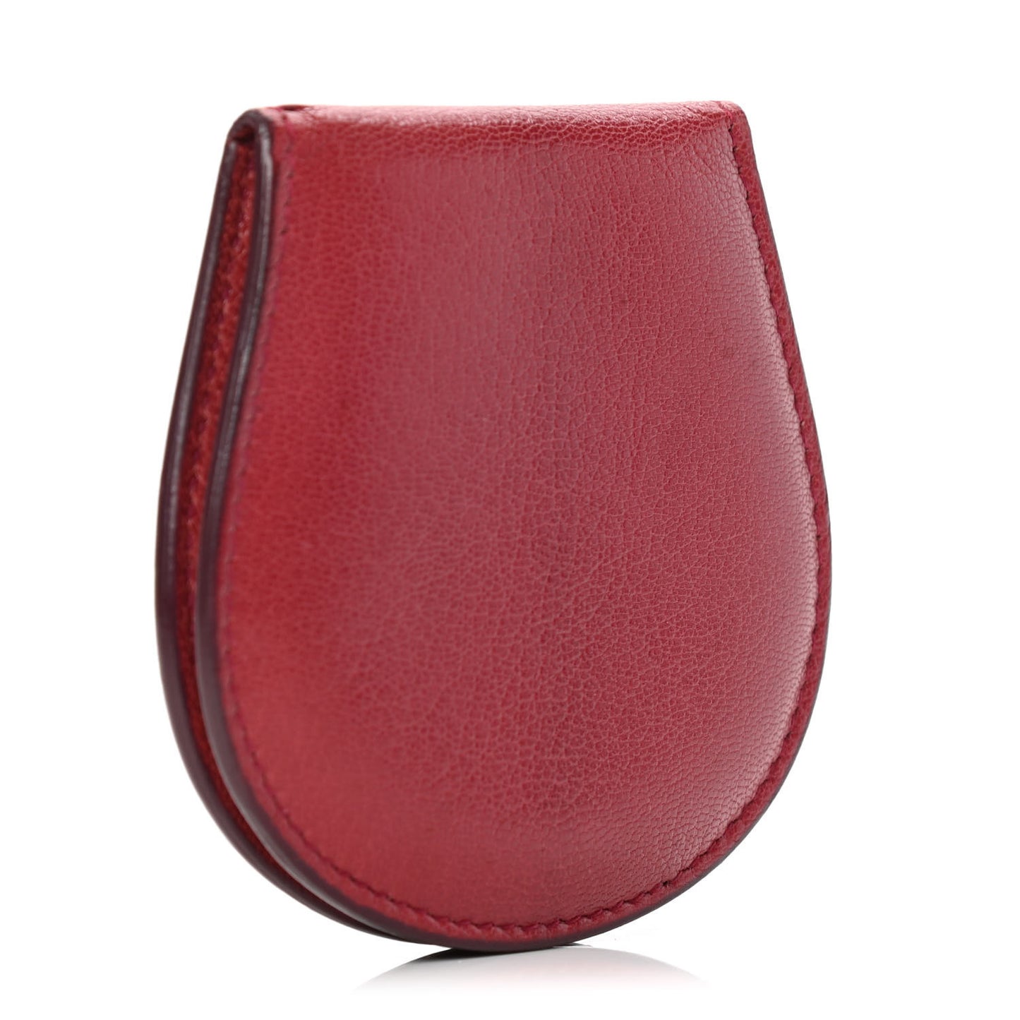 Pebbled Calfskin Studded Soho Round Coin Purse Red