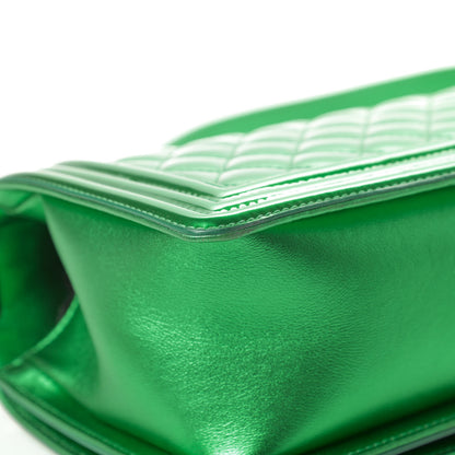 Chanel Metallic Patent Calfskin Quilted Medium Boy Flap Green 12 of 16