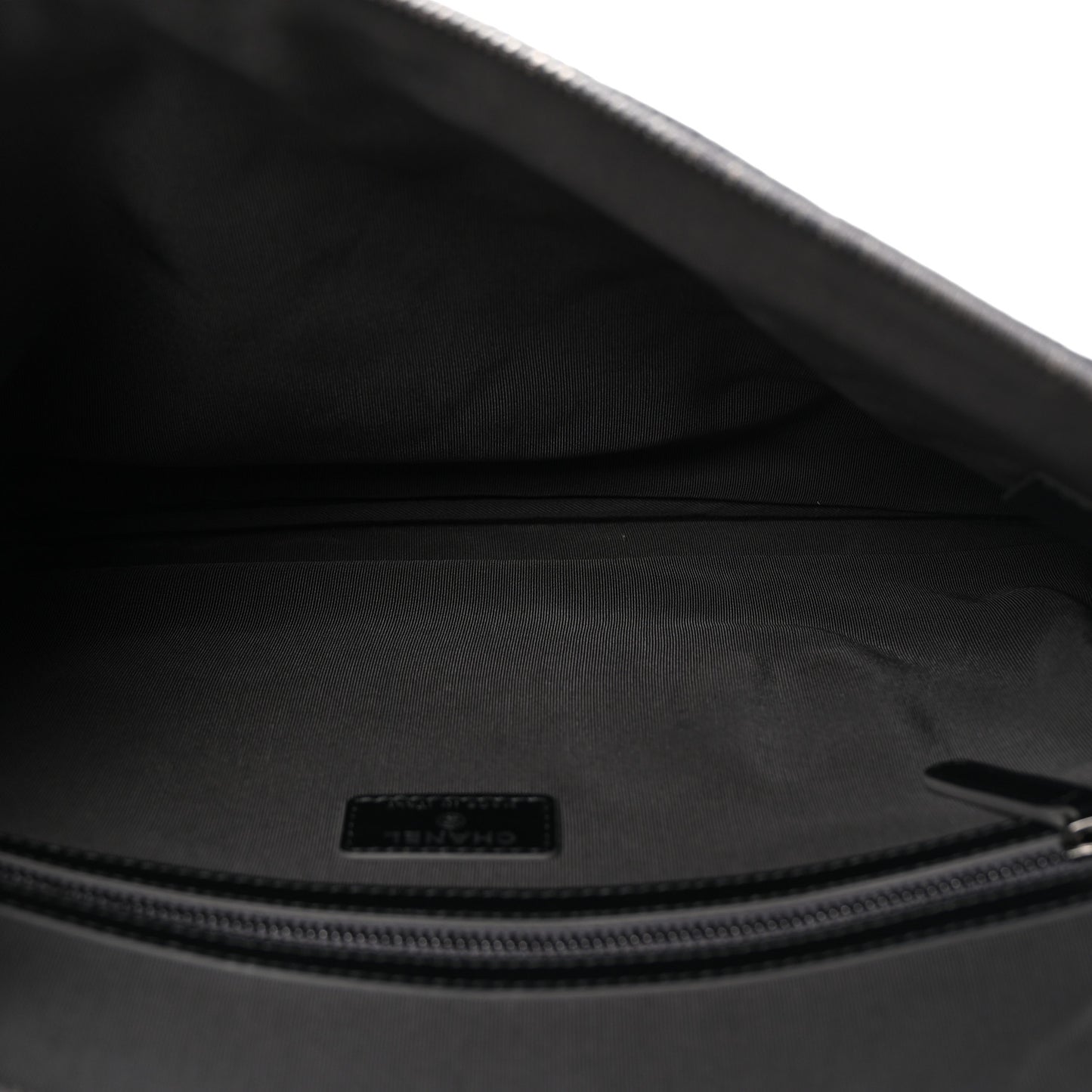 Aged Calfskin Quilted Large Tassel Cosmetic Case Dark Grey