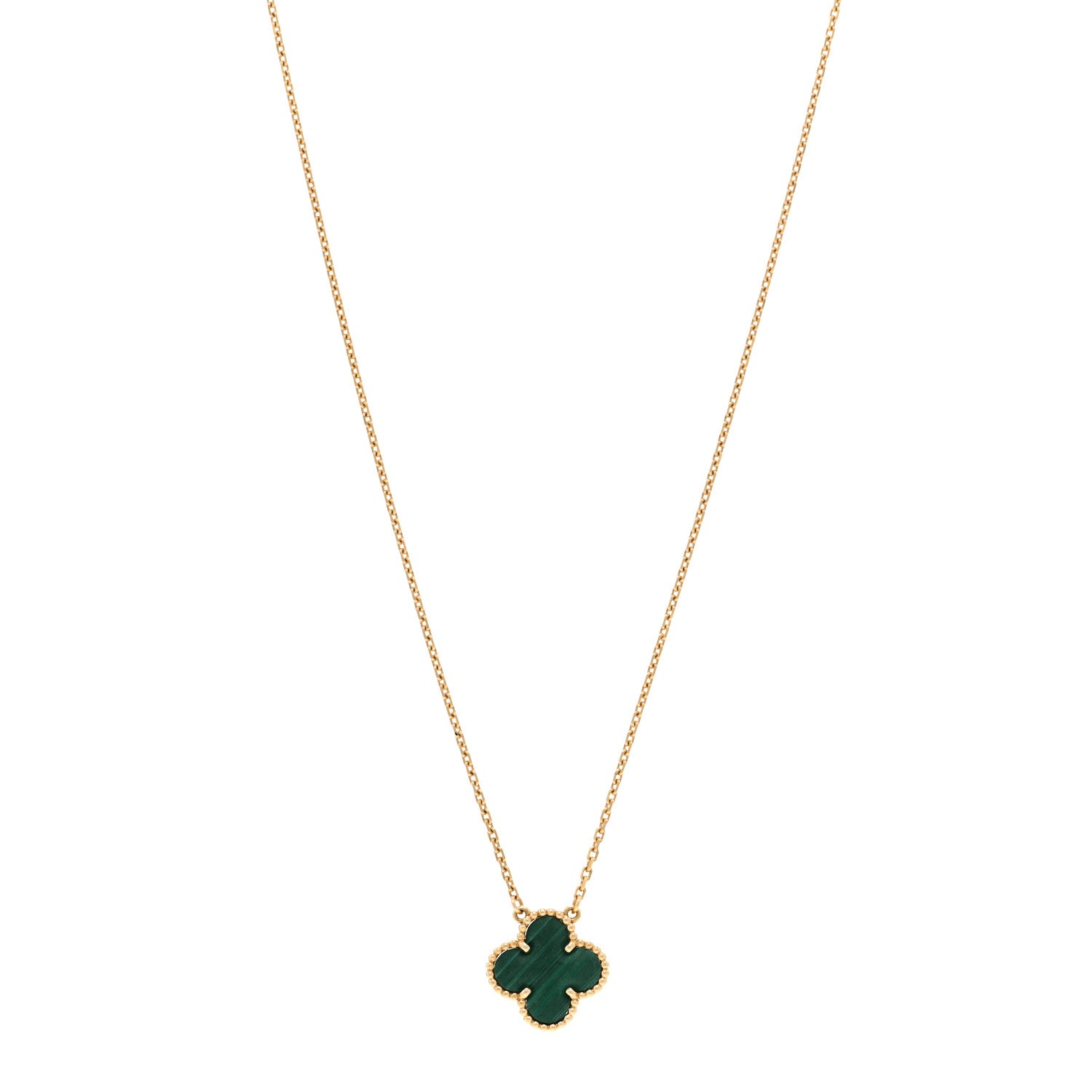 Van Cleef & Arpels 18K Yellow Gold Malachite Vintage Alhambra Pendant Necklace 1 of 6