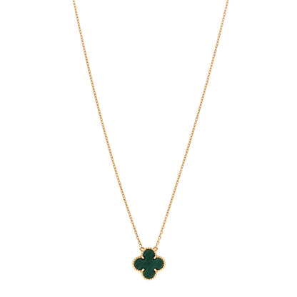 Van Cleef & Arpels 18K Yellow Gold Malachite Vintage Alhambra Pendant Necklace 1 of 6