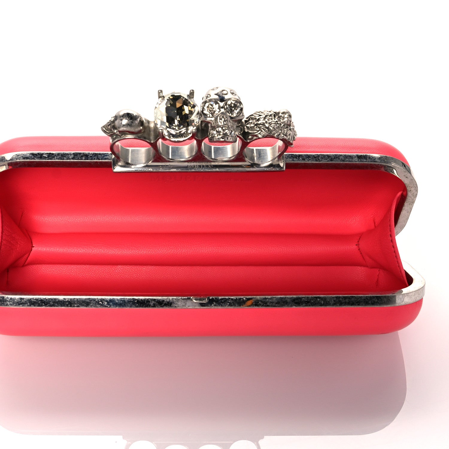 Alexander McQueen Nappa Skull Knuckle Box Clutch Geranio 8 of 11