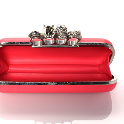 Alexander McQueen Nappa Skull Knuckle Box Clutch Geranio 8 of 11