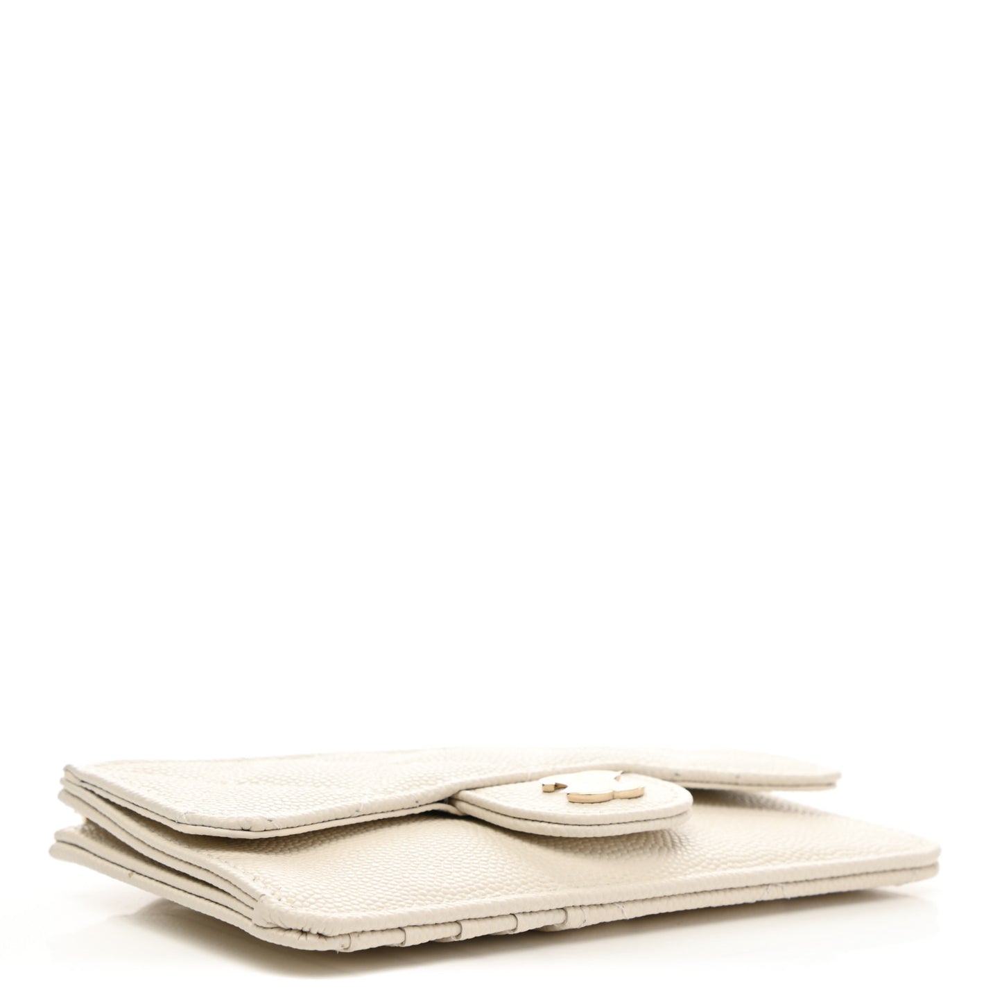 Caviar Quilted Flap Zip Card Holder White