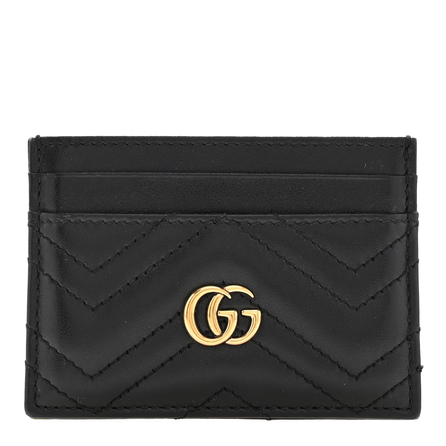 Calfskin Matelasse GG Marmont Card Holder Black