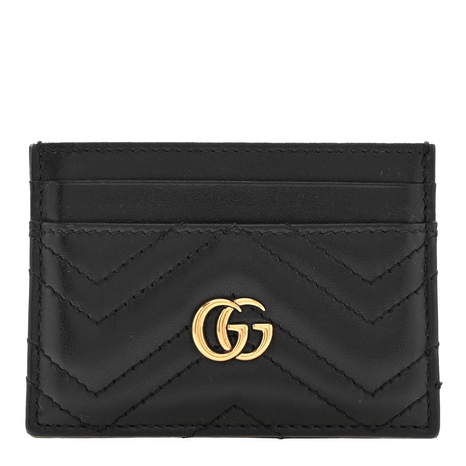 Gucci Calfskin Matelasse GG Marmont Card Holder Black 1 of 7