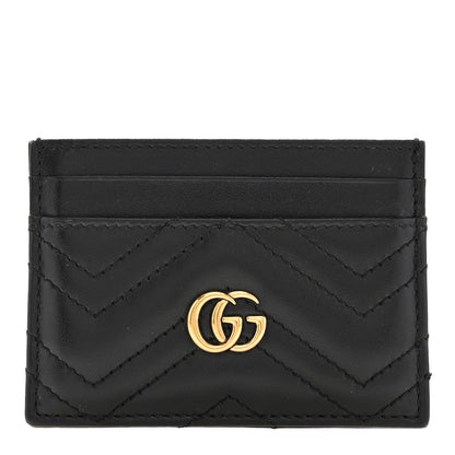Gucci Calfskin Matelasse GG Marmont Card Holder Black 1 of 7