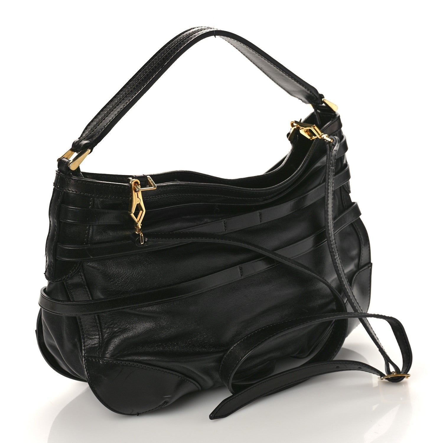 Burberry Lambskin Bridle Calfskin Small Dutton Hobo Black 3 of 10