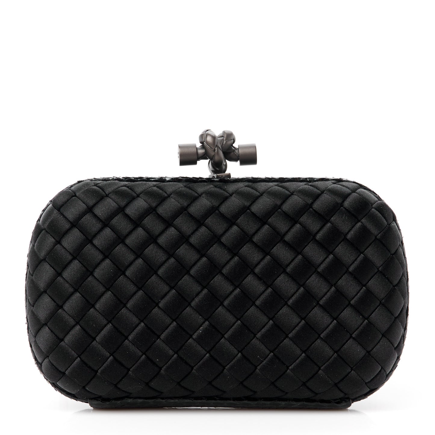 Satin Intreccio Impero Ayers Knot Clutch Black