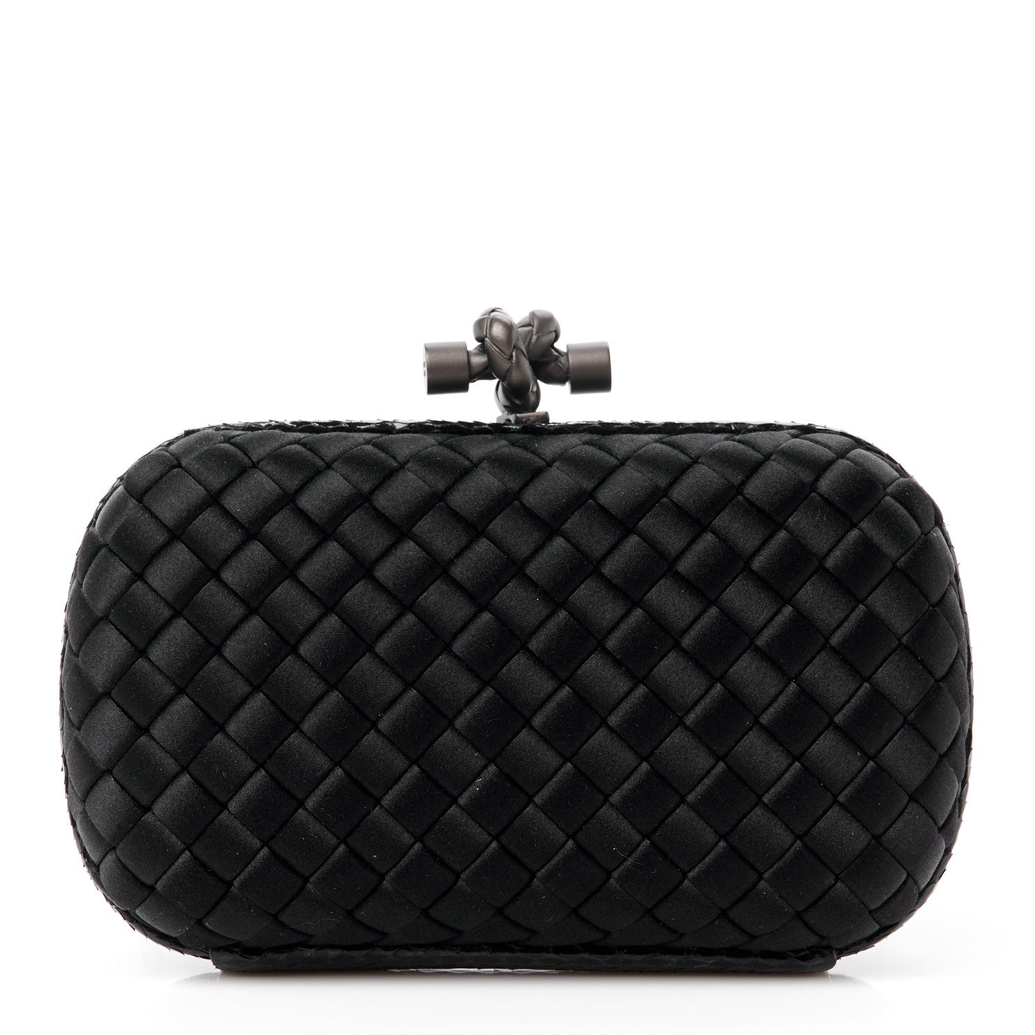 Bottega Veneta Satin Intreccio Impero Ayers Knot Clutch Black 1 of 12