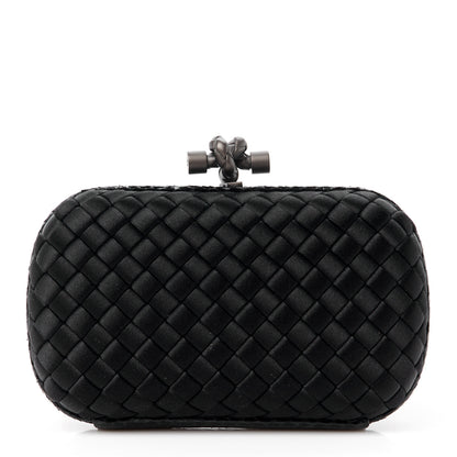 Bottega Veneta Satin Intreccio Impero Ayers Knot Clutch Black 1 of 12