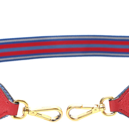 Prada Vitello Daino Striped Fabric Shoulder Strap Blue Red 3 of 3