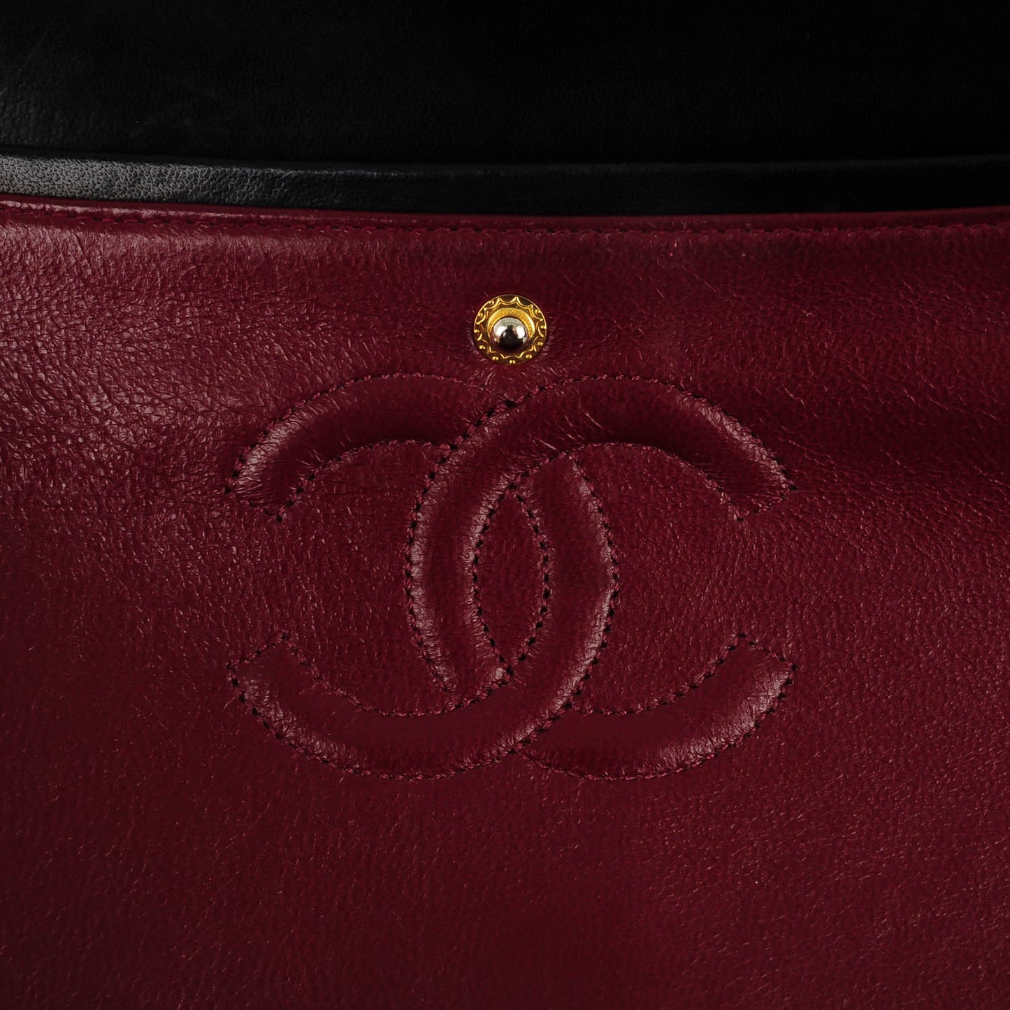 Lambskin Quilted Medium Double Flap Black