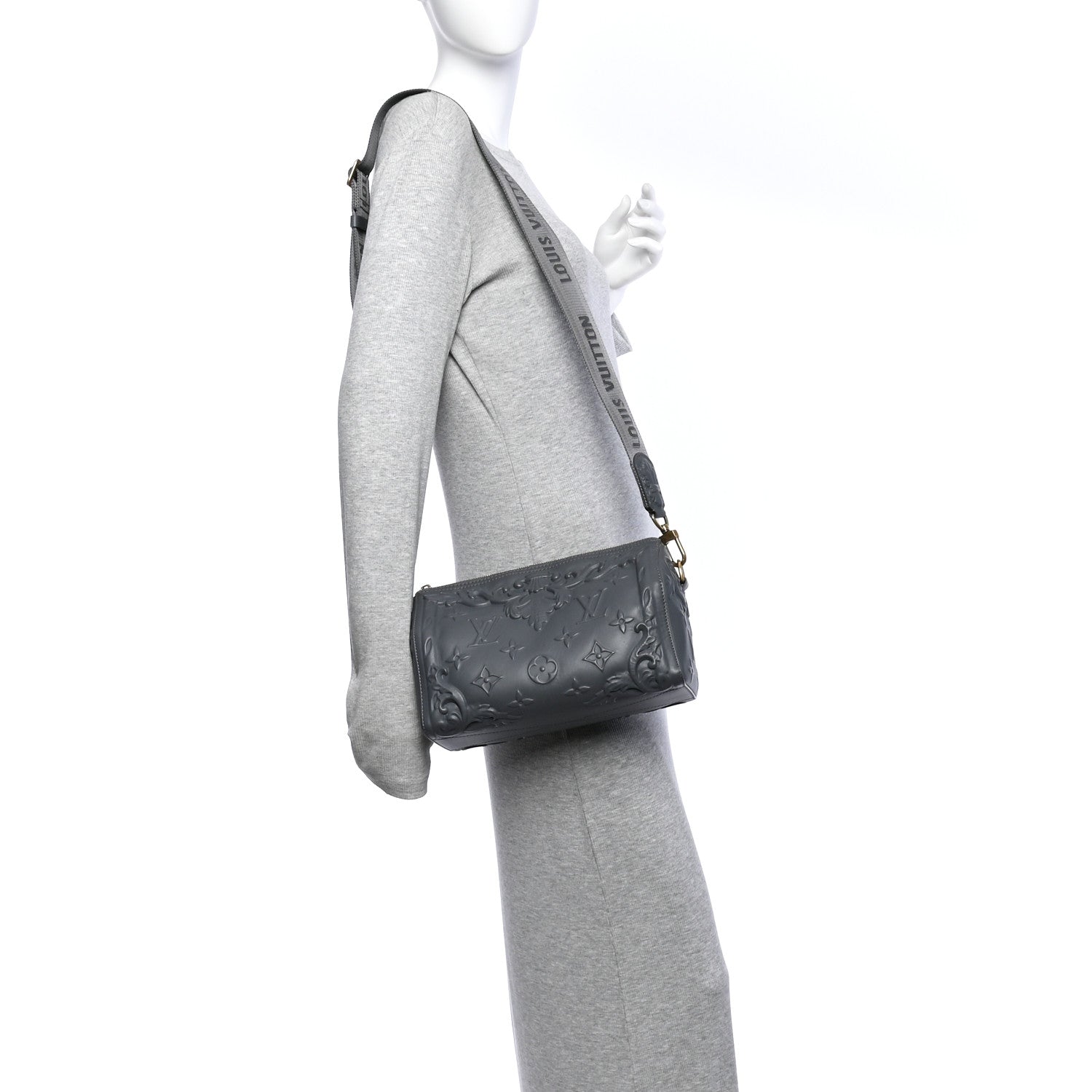 Louis Vuitton Calfskin Debossed Monogram Versailles City Keepall Dark Shadow Grey 2 of 9