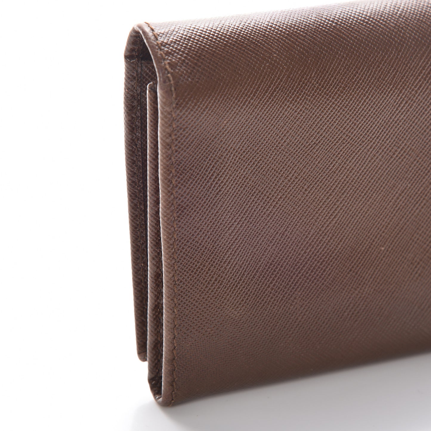 Saffiano Tri-Fold Compact Wallet Cacao